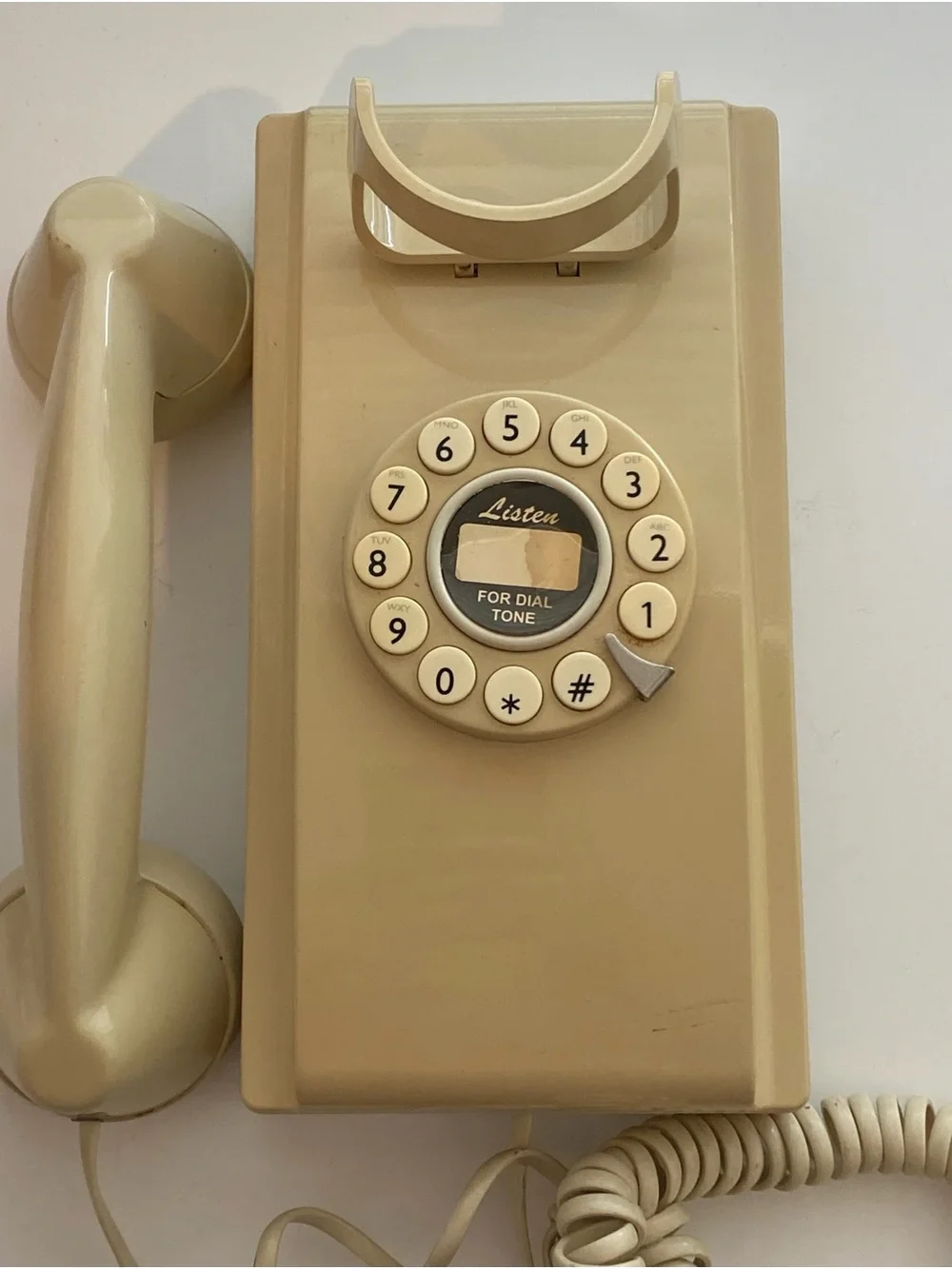 Classic Cream Rotary Wall Phone – Retro-Style Landline Handset